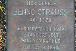 „Stolperstein“ für Benno Strauß, Alfredstraße 289